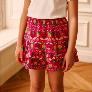 Hanna Andersson girls pink corduroy ruffled floral tiered skirt Size 150 (12)